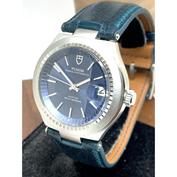 Tudor Mens Watch 9101/0 Vintage Prince Oysterdate Swiss Automatic Blue Dial 38mm - Picture 1 of 13